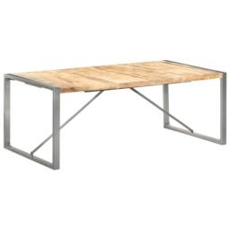 Berkfield Home Durable Dining Table 200x100x75 cm Solid Rough Mango Wood in Brown - Size: 200 x 100 x 75 cm - thumbnail 8