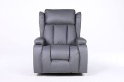 LUXURY LIFE Carrington Recliner Armchair 10 In 1 Massage & Heat Leather Chair in Grey - thumbnail 4