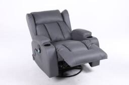 LUXURY LIFE Carrington Recliner Armchair 10 In 1 Massage & Heat Leather Chair in Grey - thumbnail 3