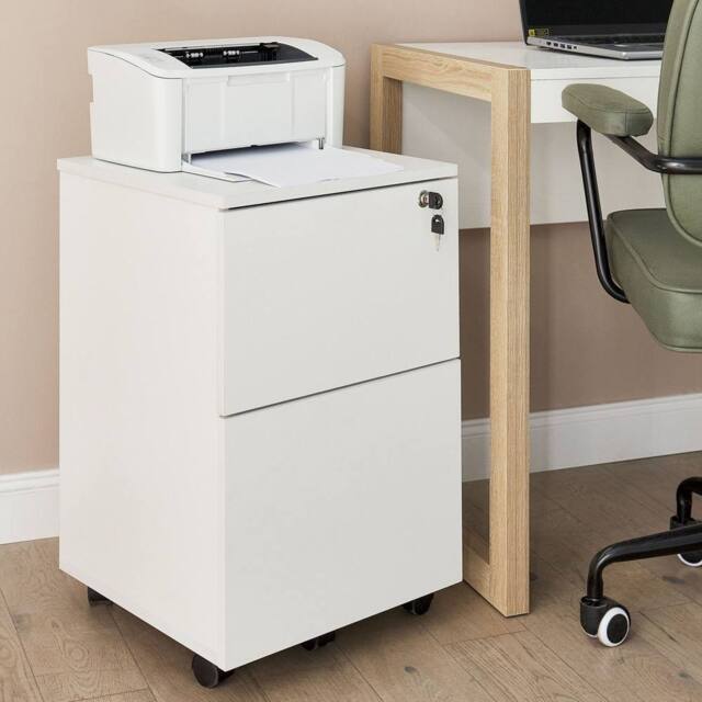Wyld and Coco White Engineered Wood Mobile 2-Drawer Office Cabinet - image 1