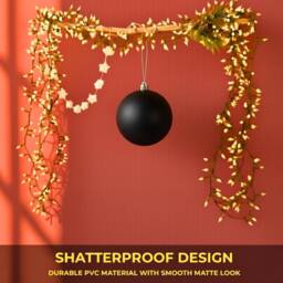 Shatchi 20cm Mat Christmas Bauble - Premium Bauble & Home Décor Ornament in Black - Size: 20 cm - thumbnail 5