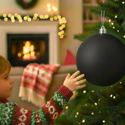 Shatchi 20cm Mat Christmas Bauble - Premium Bauble & Home Décor Ornament in Black - Size: 20 cm - thumbnail 7