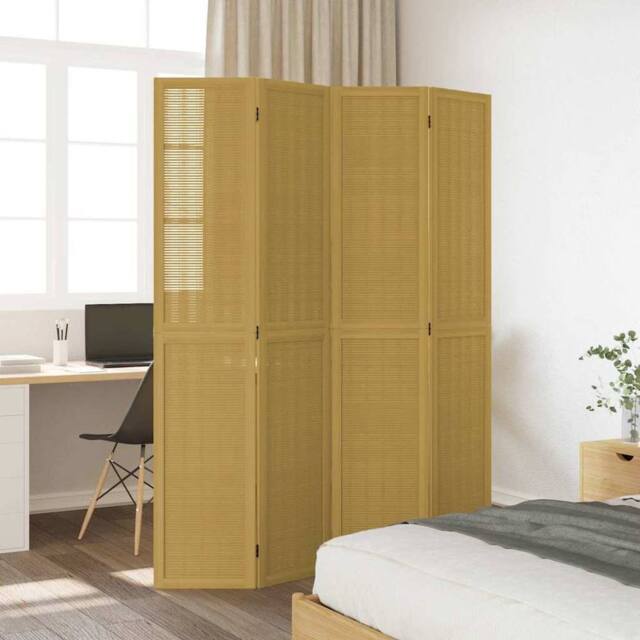Berkfield Home Room Divider 4 Panels Brown Solid Wood Paulownia - image 1
