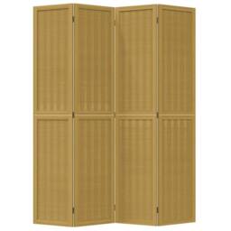 Berkfield Home Room Divider 4 Panels Brown Solid Wood Paulownia - thumbnail 4