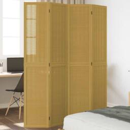 Berkfield Home Room Divider 4 Panels Brown Solid Wood Paulownia - thumbnail 2