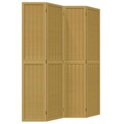 Berkfield Home Room Divider 4 Panels Brown Solid Wood Paulownia - thumbnail 3