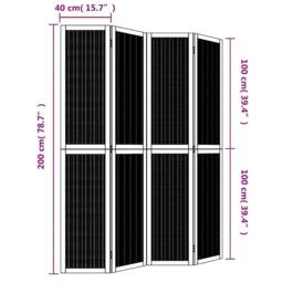 Berkfield Home Room Divider 4 Panels Brown Solid Wood Paulownia - thumbnail 8