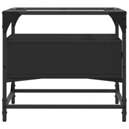 Berkfield Home Coffee Table with Glass Top Black 50x50x45 cm Steel - Size: 50 x 50 x 45 cm - thumbnail 5