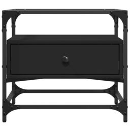 Berkfield Home Coffee Table with Glass Top Black 50x50x45 cm Steel - Size: 50 x 50 x 45 cm - thumbnail 4
