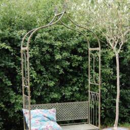Ascalon Design Ltd Marlborough Arbour Bench - L108 x W41 x H239 cm - Antique Blue Rust in Bronze - thumbnail 2