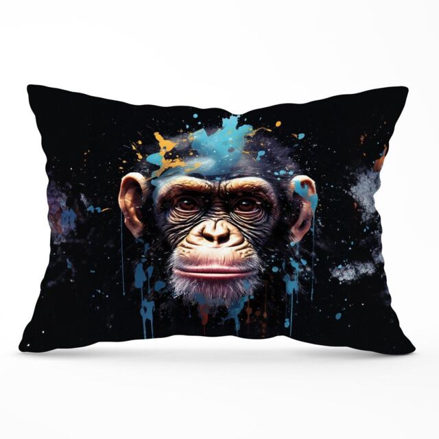 Warren Reed - Designer Monkey Face Splashart with Blue Cushions - Size: 45 cm x 45 cm - image 1