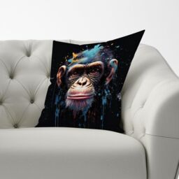 Warren Reed - Designer Monkey Face Splashart with Blue Cushions - Size: 45 cm x 45 cm - thumbnail 3