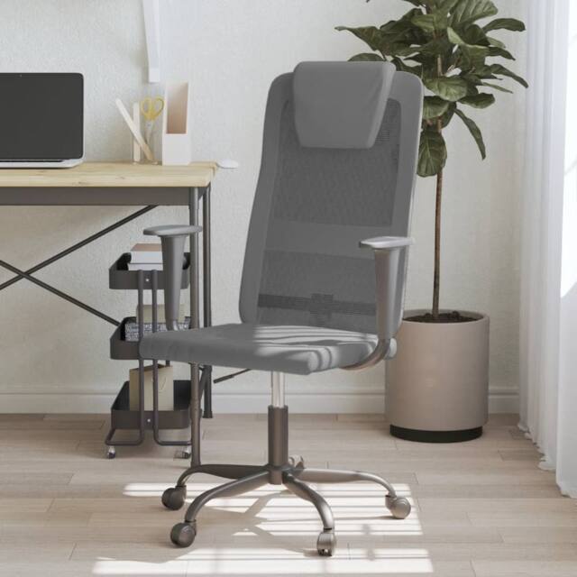 Berkfield Home Office Chair Grey Mesh Fabric & Faux Leather - image 1
