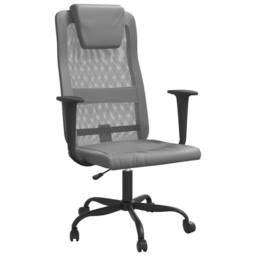 Berkfield Home Office Chair Grey Mesh Fabric & Faux Leather - thumbnail 2
