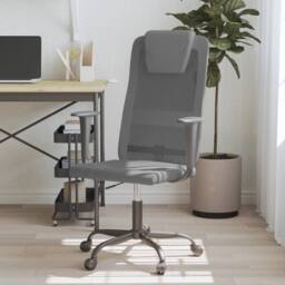 Berkfield Home Office Chair Grey Mesh Fabric & Faux Leather