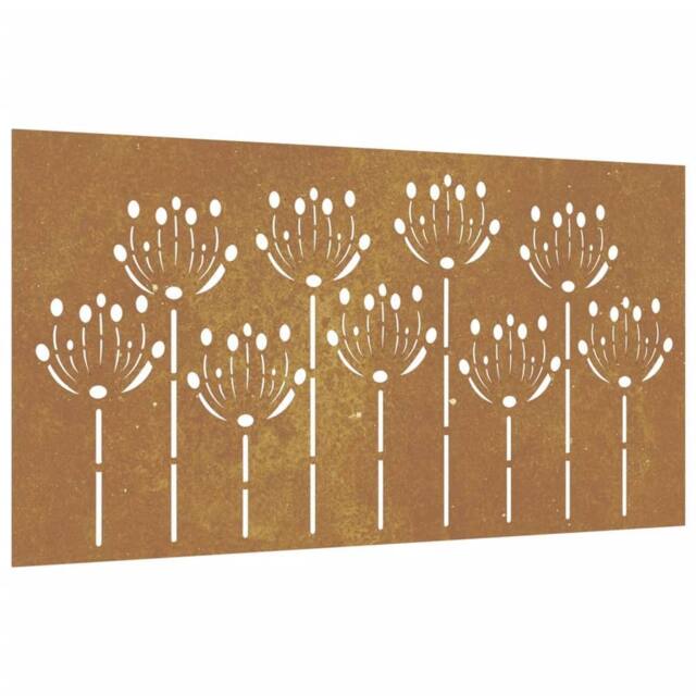 Berkfield Home Garden Wall Decoration 105x55 cm Corten Steel Flower Design in Brown - image 1