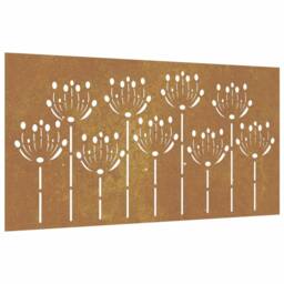 Berkfield Home Garden Wall Decoration 105x55 cm Corten Steel Flower Design in Brown
