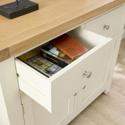 Home Source Melbourne 2 Drawer 2 Doors Sideboard Solid Wooden Cabinet Oak Top in White - thumbnail 7