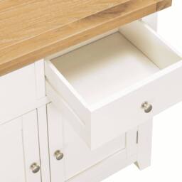 Home Source Melbourne 2 Drawer 2 Doors Sideboard Solid Wooden Cabinet Oak Top in White - thumbnail 5
