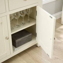 Home Source Melbourne 2 Drawer 2 Doors Sideboard Solid Wooden Cabinet Oak Top in White - thumbnail 8