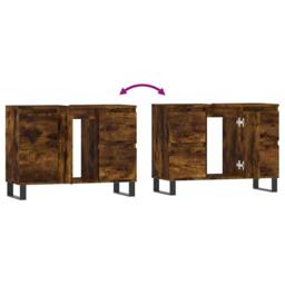 Berkfield Home Bathroom Cabinet Smoked Oak 80x33x60 cm Engineered Wood in Brown - Size: 80 x 33 x 60 cm - thumbnail 9
