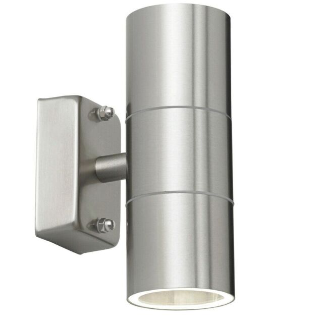 Loops IP44 Outdoor Accent Lamp Stainless Steel Up & Down External Wall Light 2x GU10 in Metallics - image 1