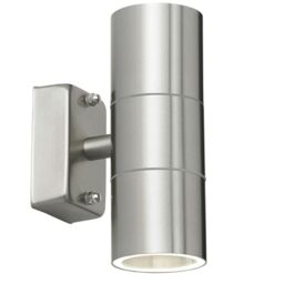 Loops IP44 Outdoor Accent Lamp Stainless Steel Up & Down External Wall Light 2x GU10 in Metallics - thumbnail 1