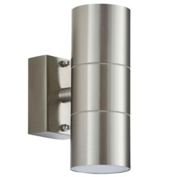 Loops IP44 Outdoor Accent Lamp Stainless Steel Up & Down External Wall Light 2x GU10 in Metallics - thumbnail 3