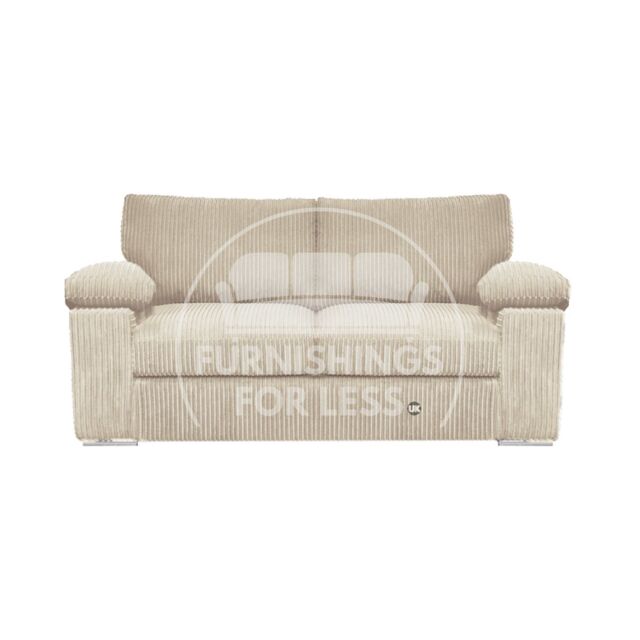 Furnishings For Less UK Delta Large Fabric 2 Seater Sofa With Padded Arms Jumbo Cord in Cream - image 1