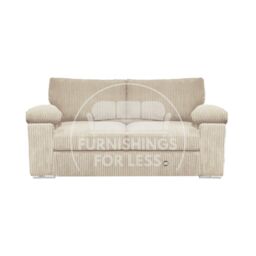 Furnishings For Less UK Delta Large Fabric 2 Seater Sofa With Padded Arms Jumbo Cord in Cream - thumbnail 1