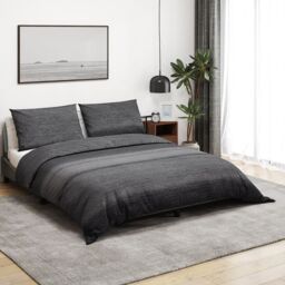 Berkfield Home Duvet Cover Set Dark Grey 140x200 cm Cotton - thumbnail 1