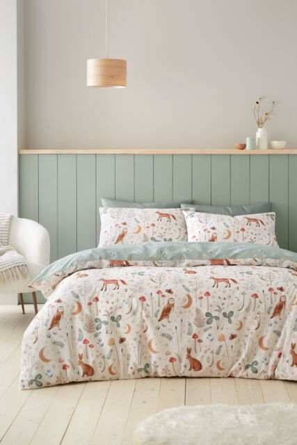 Catherine Lansfield 'Enchanted Twilight Animals' Reversible Duvet Cover Set in Natural - Size: King - image 1