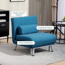 Wyld Haus Lavili Keno Linen Look Blue Single Sleeper Chair - thumbnail 7