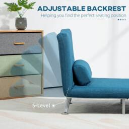 Wyld Haus Lavili Keno Linen Look Blue Single Sleeper Chair - thumbnail 6