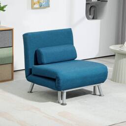 Wyld Haus Lavili Keno Linen Look Blue Single Sleeper Chair - thumbnail 3