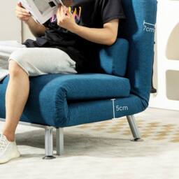 Wyld Haus Lavili Keno Linen Look Blue Single Sleeper Chair - thumbnail 9