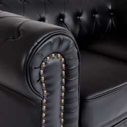 Bravich LTD Chesterfield Faux Leather Button-Tufted Armchair Sofa in Black - Size: 1 Seater - thumbnail 6