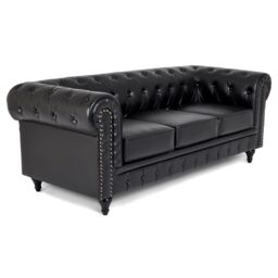 Bravich LTD Chesterfield Faux Leather Button-Tufted Armchair Sofa in Black - Size: 1 Seater - thumbnail 3