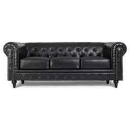 Bravich LTD Chesterfield Faux Leather Button-Tufted Armchair Sofa in Black - Size: 1 Seater