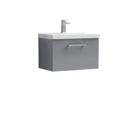 Balterley Bathroom 1 Soft Close Drawer Wall Hung Vanity Unit, Satin Grey, 600mm in Grey - thumbnail 1