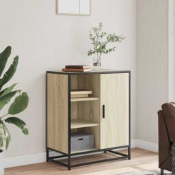 Berkfield Home Sideboard Sonoma Oak 62x35x76 cm Engineered Wood in Brown - Size: 62 x 35 x 76 cm - thumbnail 3
