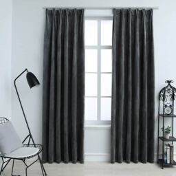 Berkfield Home Blackout Curtains 2 pcs with Hooks Velvet Anthracite 140x225 cm