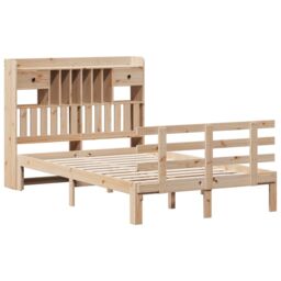 Berkfield Home Bookcase Bed without Mattress 135x190 cm Double Solid Wood Pine in Brown - thumbnail 3