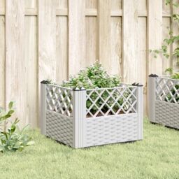 Berkfield Home Garden Planter with Pegs White 43.5x43.5x43.5 cm PP - thumbnail 3