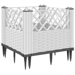 Berkfield Home Garden Planter with Pegs White 43.5x43.5x43.5 cm PP - thumbnail 6