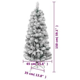 Berkfield Home Beautiful Artificial Hinged Christmas Tree with Flocked Snow 150 cm in White - thumbnail 9