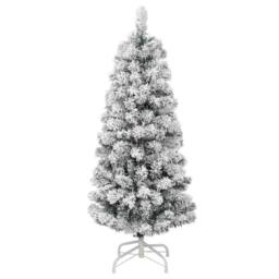 Berkfield Home Beautiful Artificial Hinged Christmas Tree with Flocked Snow 150 cm in White - thumbnail 3