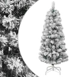 Berkfield Home Beautiful Artificial Hinged Christmas Tree with Flocked Snow 150 cm in White - thumbnail 2
