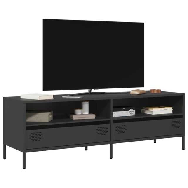 Berkfield Home TV Cabinet Black 135x39x43.5 cm Cold-rolled Steel - image 1