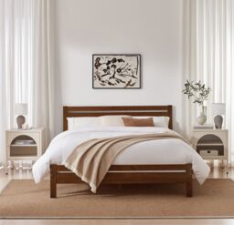 FurnitureboxUK Declan Solid Pine King Size Bed Frame in Walnut - thumbnail 2